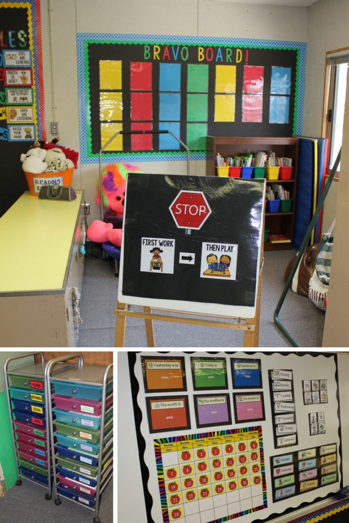 picture collage of a classroom floor plan