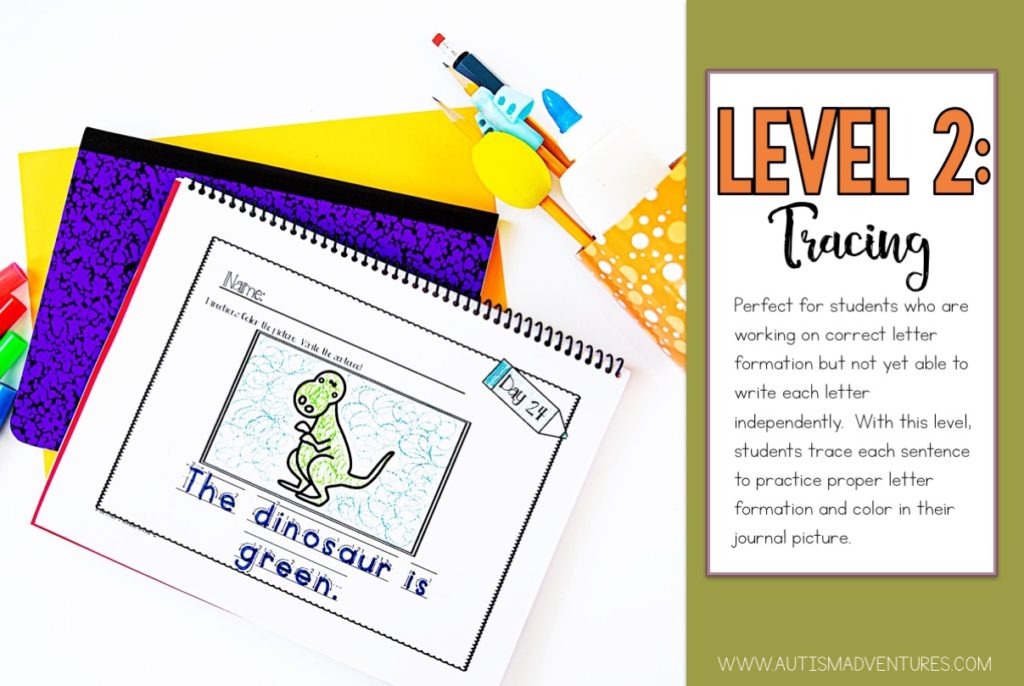 Tracing journal sample for a special education classroom