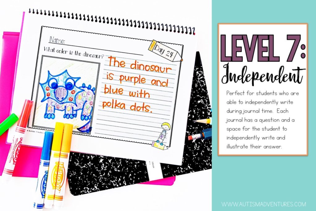 Independent writing journals for students with special needs