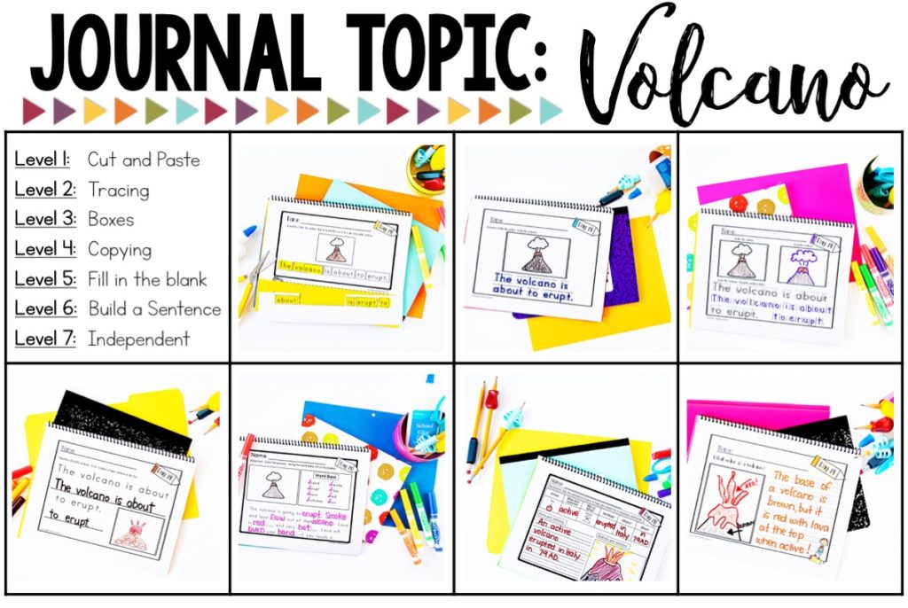 leveled journal samples about volcanos