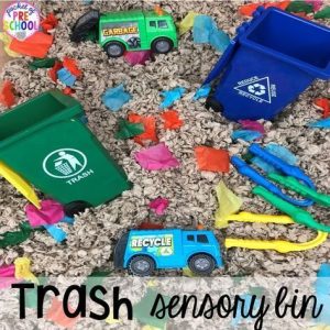 trash truck sensory bin for students with autism