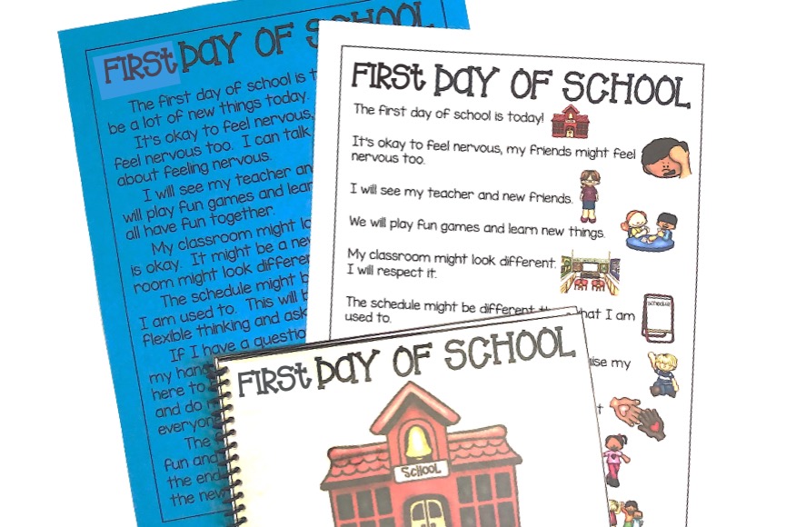 first day of school social stories