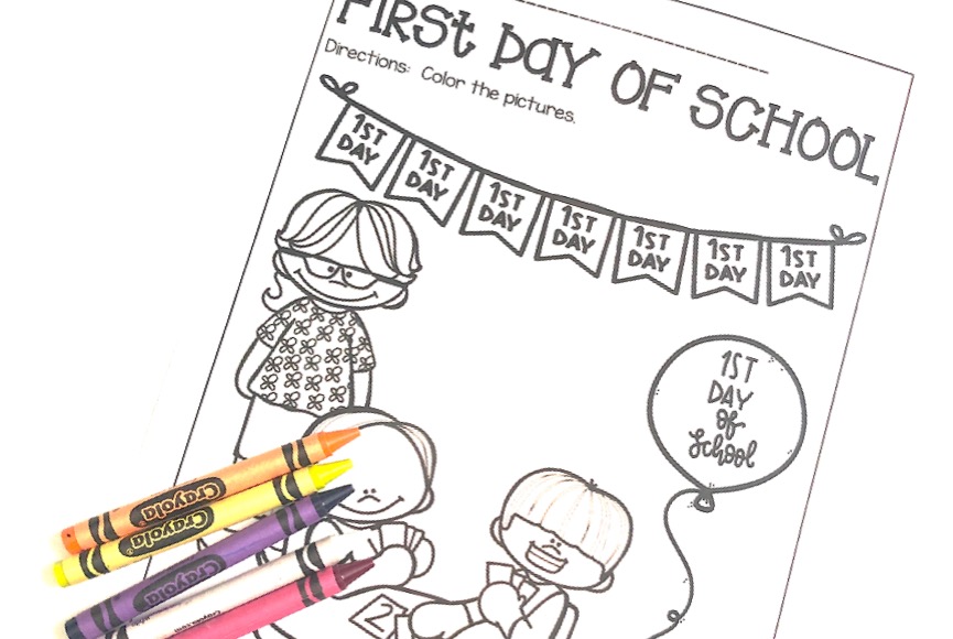 First day of school coloring page