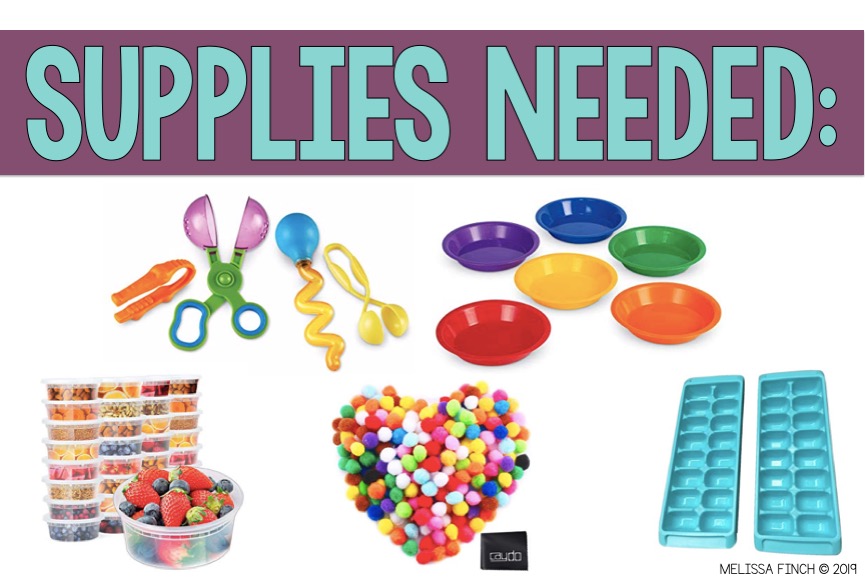 pictures of all supplies needed for the free pom pom task boxes