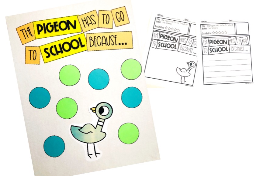 The Pigeon has to go to school by mo Willems anchor chart and worksheets