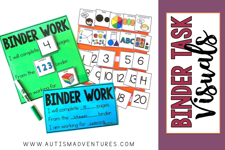 binder work visual supports for a special education classroom