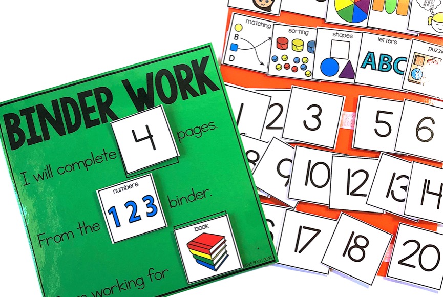 binder work visual supports for a special education classroom