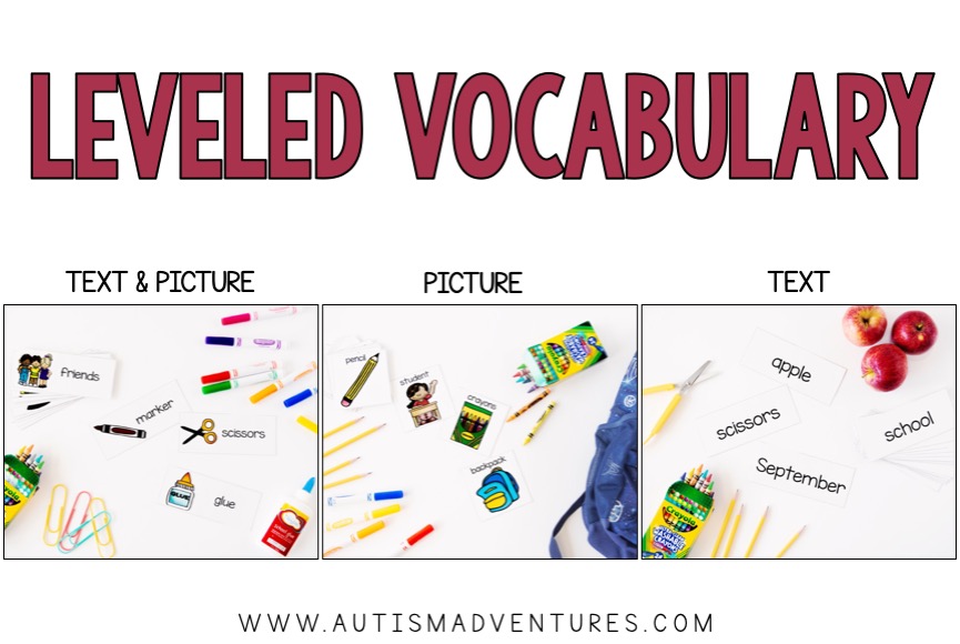 leveled vocabulary cards for September