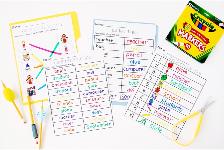 September vocabulary worksheets