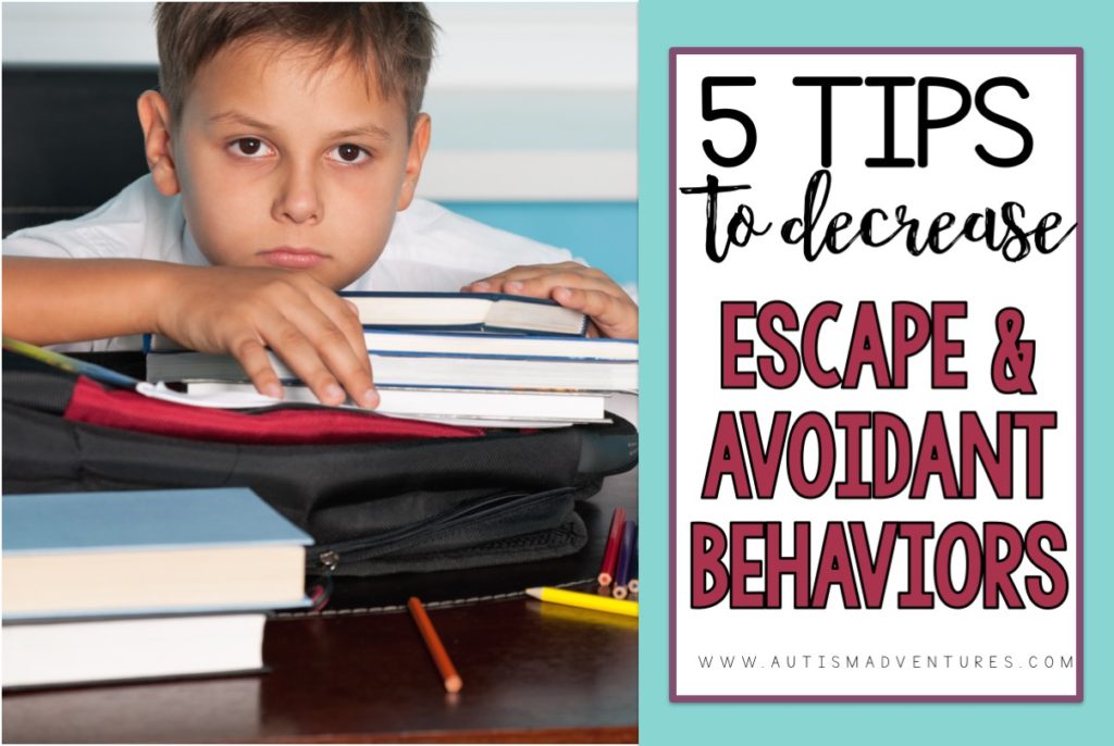 Student slumped over his books looking bored and annoyed with work showing him trying using escape and avoidant behaviors in the classroom.