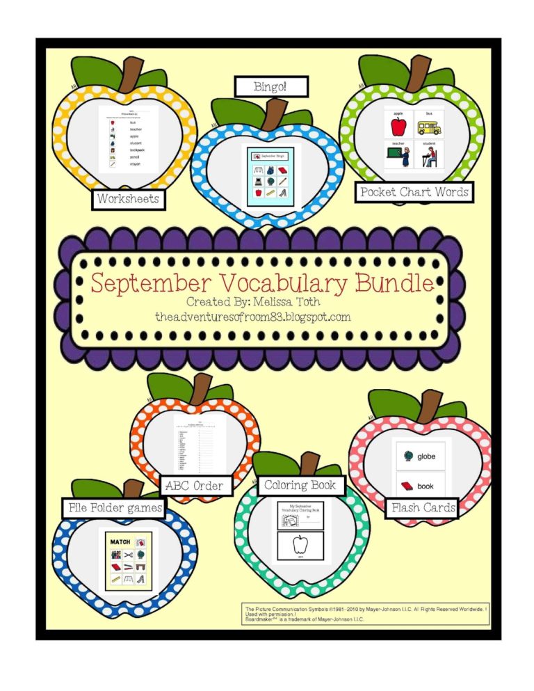 September Vocabulary Unit