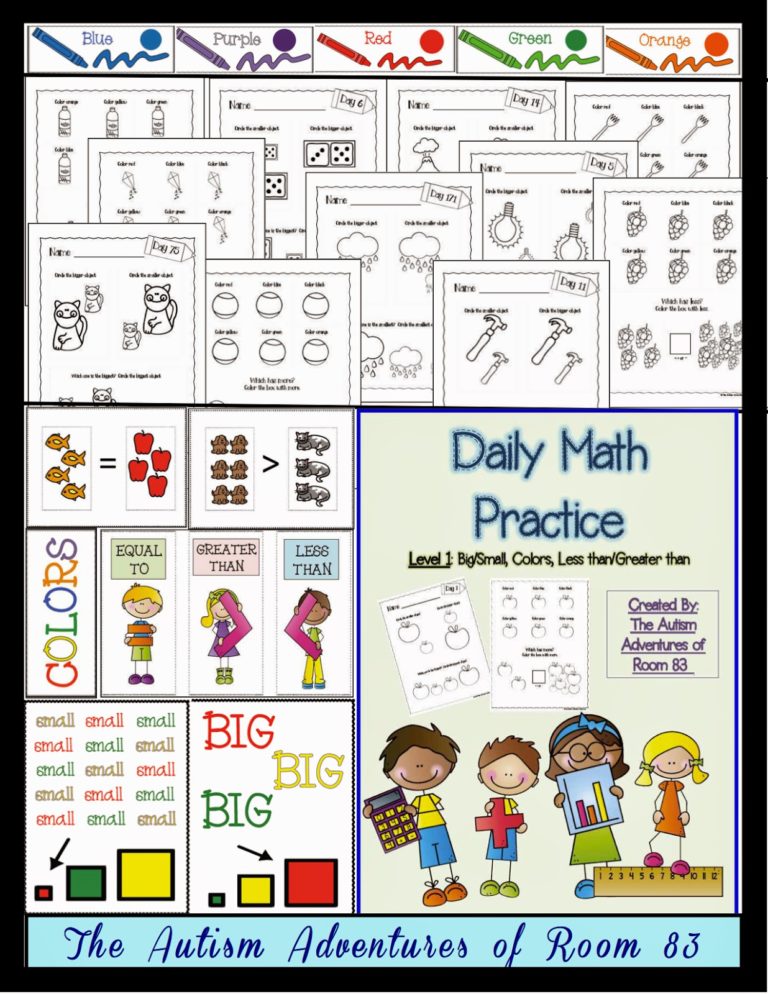 Daily Math Practice- Level 1 (Big/Small, More/Less, Colors)