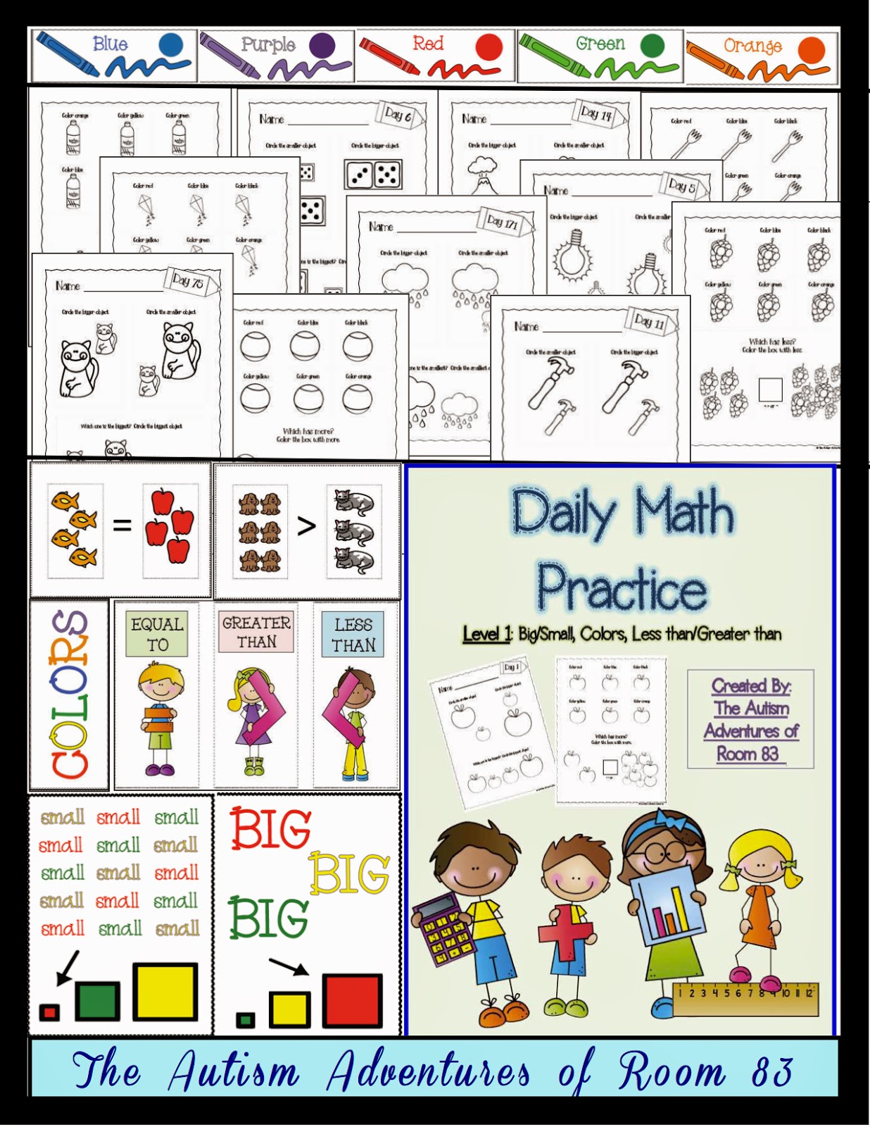 Big vs Small Worksheets  Kindergarten Math Curriculum