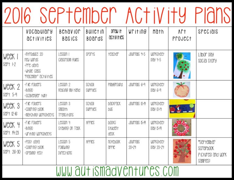September Activity Plans
