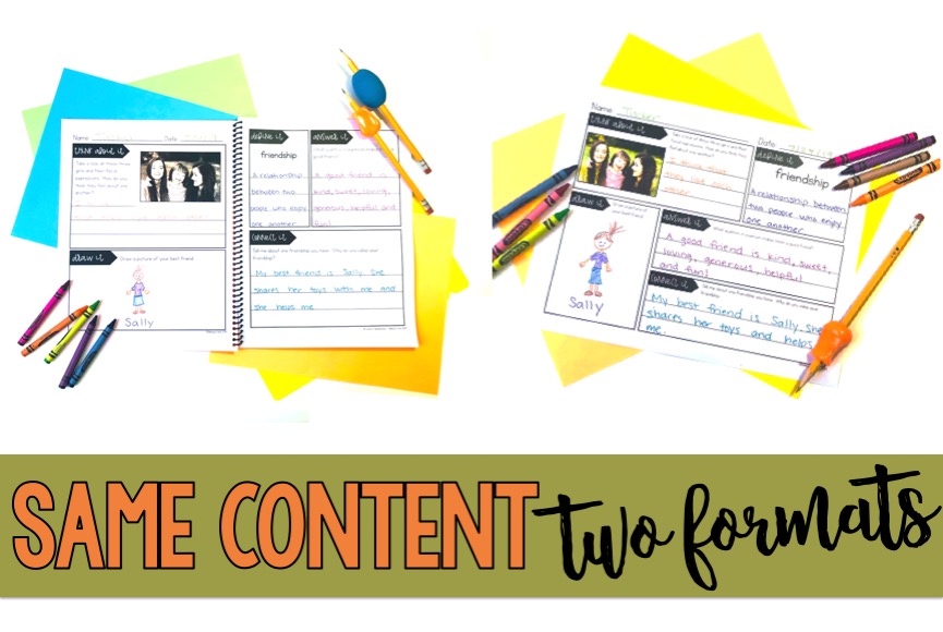 two sided social emotional journals and single sided emotional journals samples