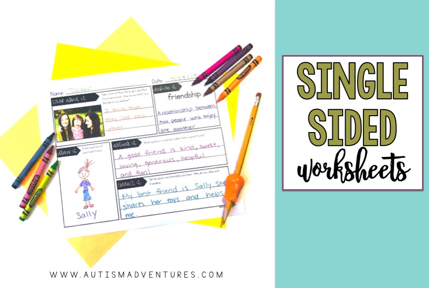 single sided journal samples for social emotional journals