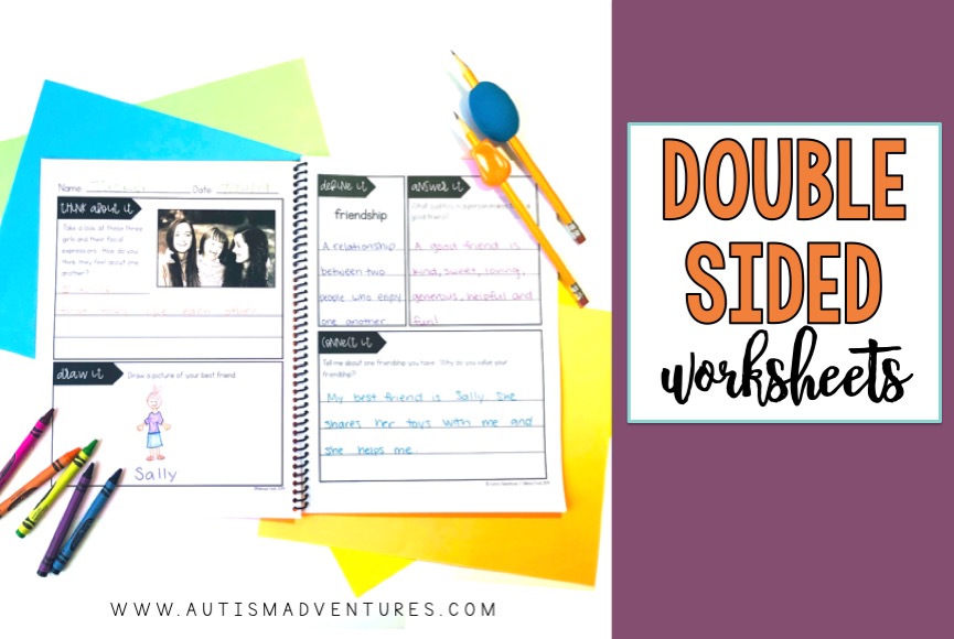 double sided sample of social emotional journals