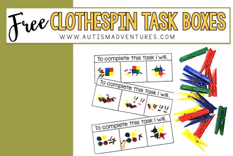 FREE Clothespin Task Boxes!