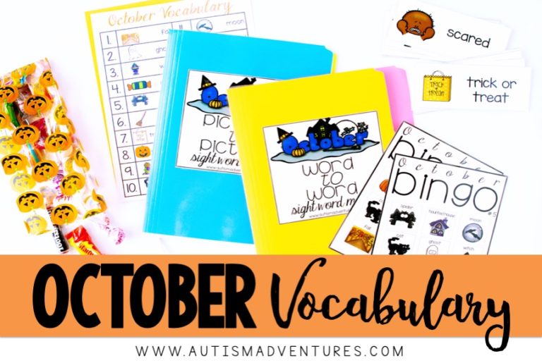 October Vocabulary Words in the Classroom