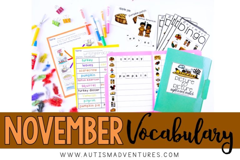 November Vocabulary Words in the Classroom