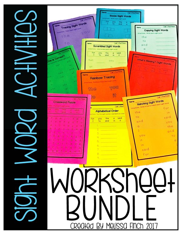 Sight Word Worksheets- For Special Education