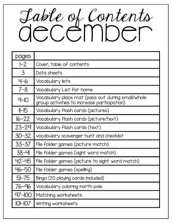 December Vocabulary Unit- for Student's with Special Needs - Image 4