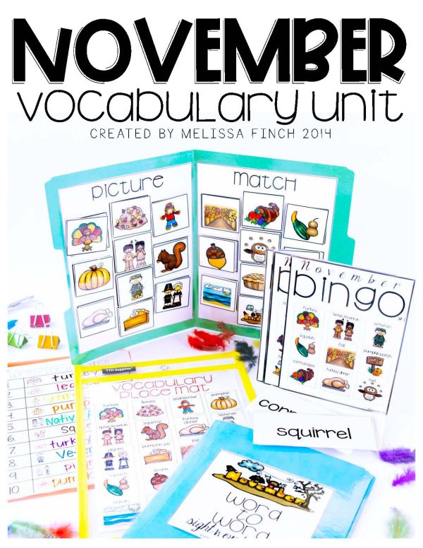 November Vocabulary Unit- for Student's with Special Needs