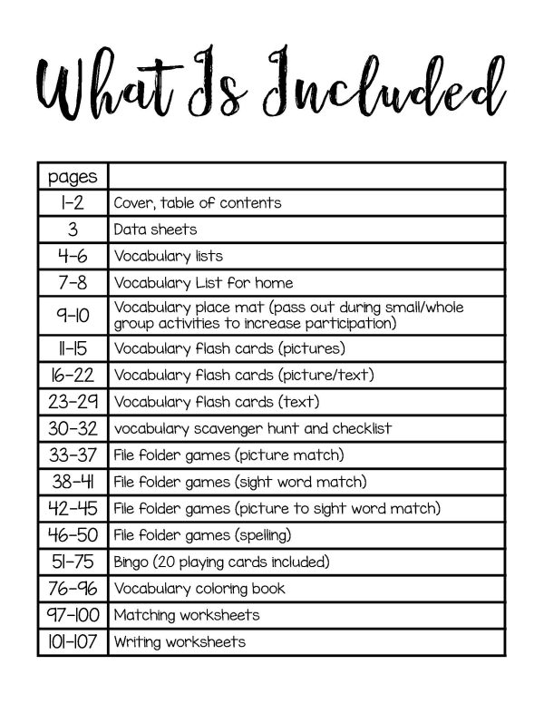 September Vocabulary Unit- For Special Education - Image 4