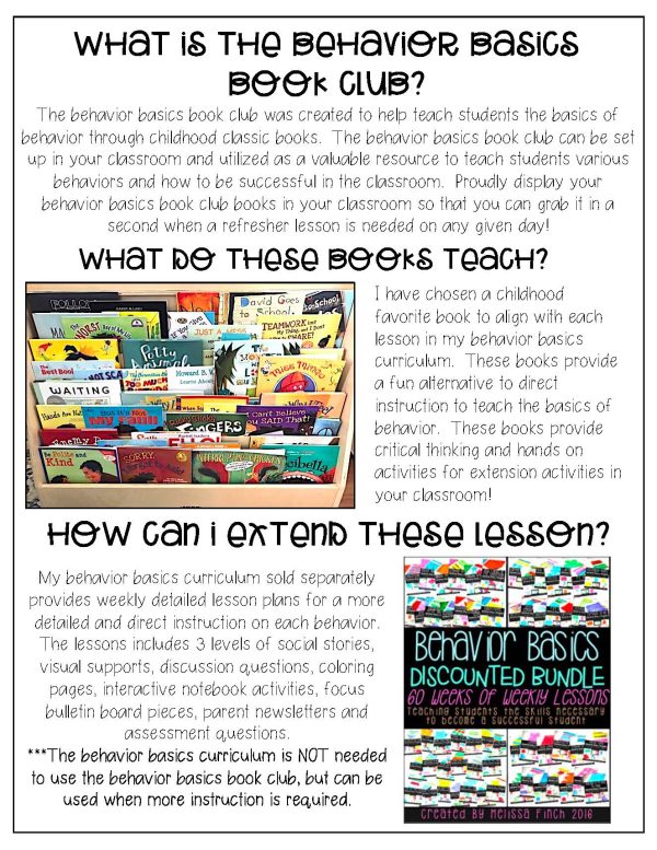 Behavior Basics Book Club- Social Emotional Picture Book List - Image 2