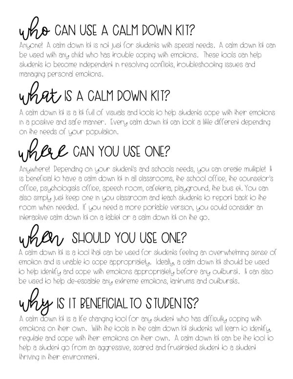 Calm Down Kit On The Go- Social Emotional Learning Strategies and Visual Support - Image 4