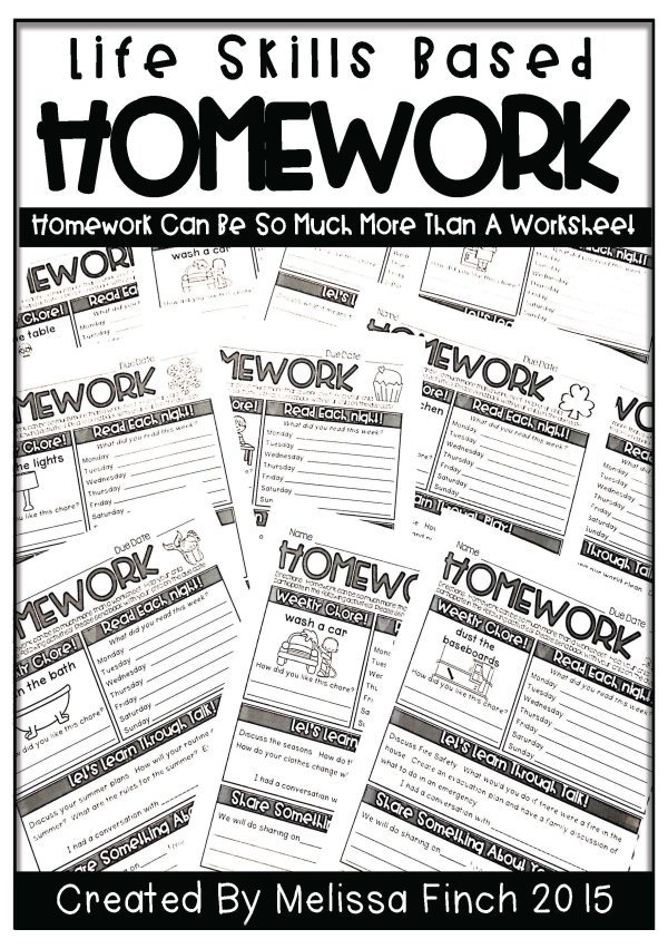 Homework Pack- Life Skills Based Homework for the Entire Year