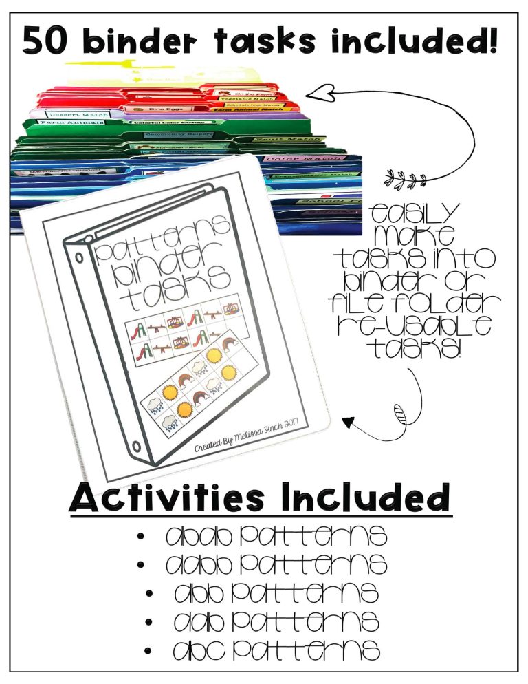 Patterns- Binder Basics Work System - Autism Adventures