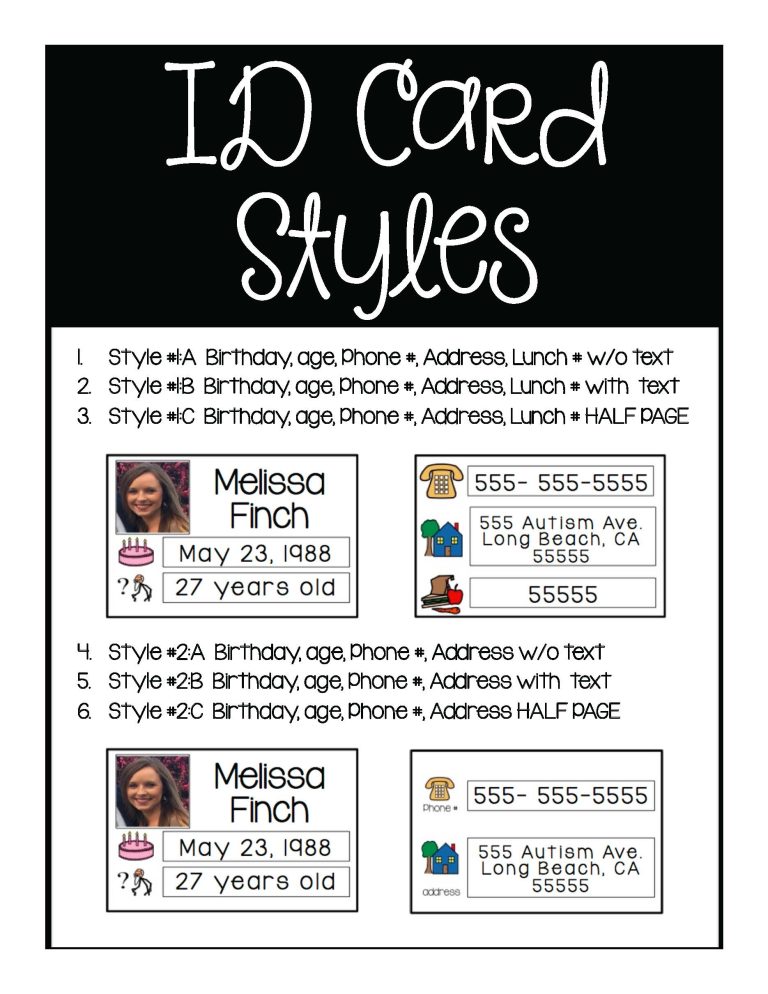 ID CARDS- Learning Personal Information (Editable) » Autism Adventures