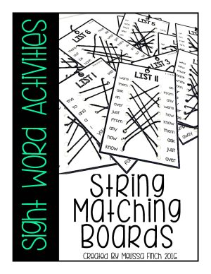 String Matching Board Sight Word Activities- For Special Education