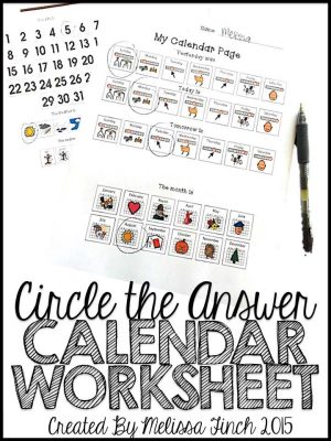 Daily Calendar Worksheet- Circling the Correct Answer