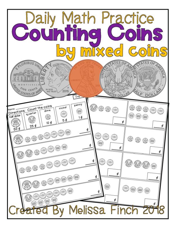 Counting Mixed Coins up to $1.00- Daily Math Practice