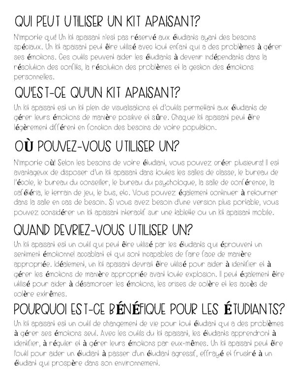 FRENCH Calm Down Kit- The Primary Grade Bundle - Image 5