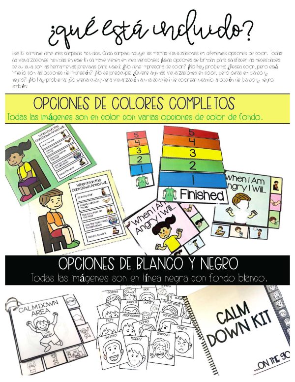 SPANISH Calm Down Kit On The Go- Visual Behavior Tools for Students with Autism - Image 2