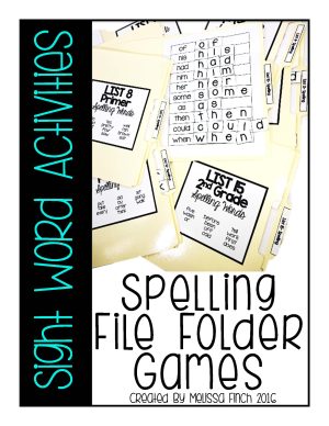 Spelling File Folders Sight Word Activities- For Special Education