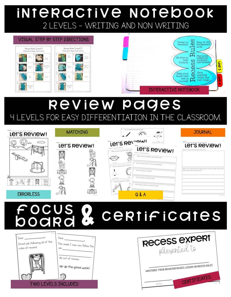 Programme Recess Names Recess Rules- Behavior Basics Program for Special Education » Autism ...