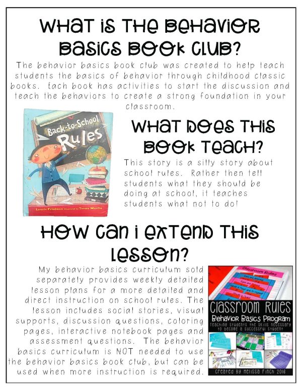 Back to School Rules- Behavior Basics Book Club - Image 2