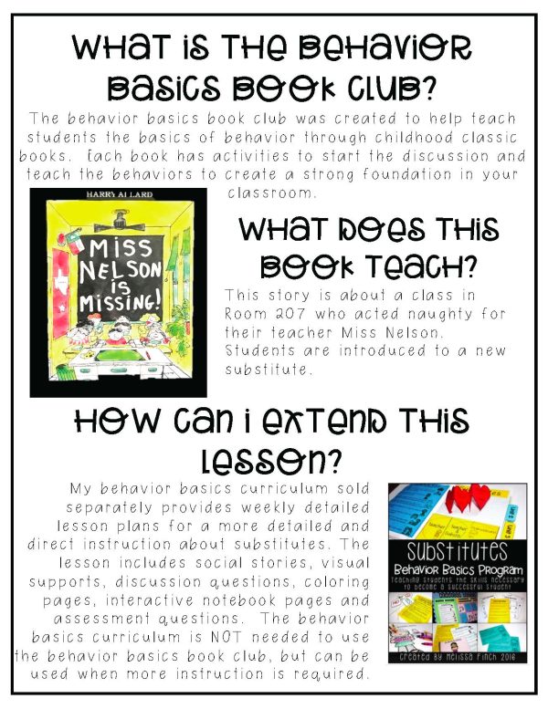 Miss Nelson Is Missing- Behavior Basics Book Club - Image 2
