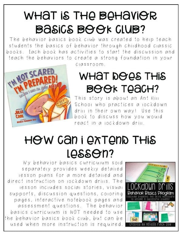 I'm Not Scared, I'm Prepared- Behavior Basics Book Club - Image 3