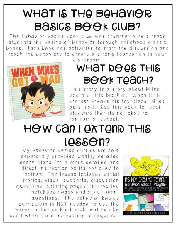 When Miles Gets Mad- Behavior Basics Book Club - Image 4