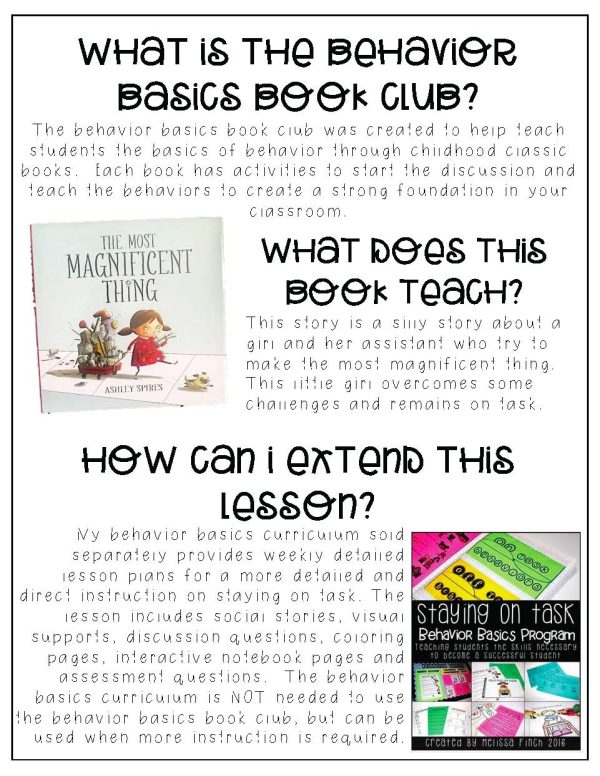 The Most Magnificent Thing- Behavior Basics Book Club - Image 4
