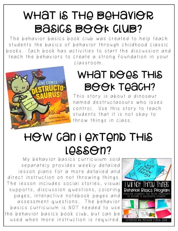 Here Comes Destructosaurus!- Behavior Basics Book Club - Image 4