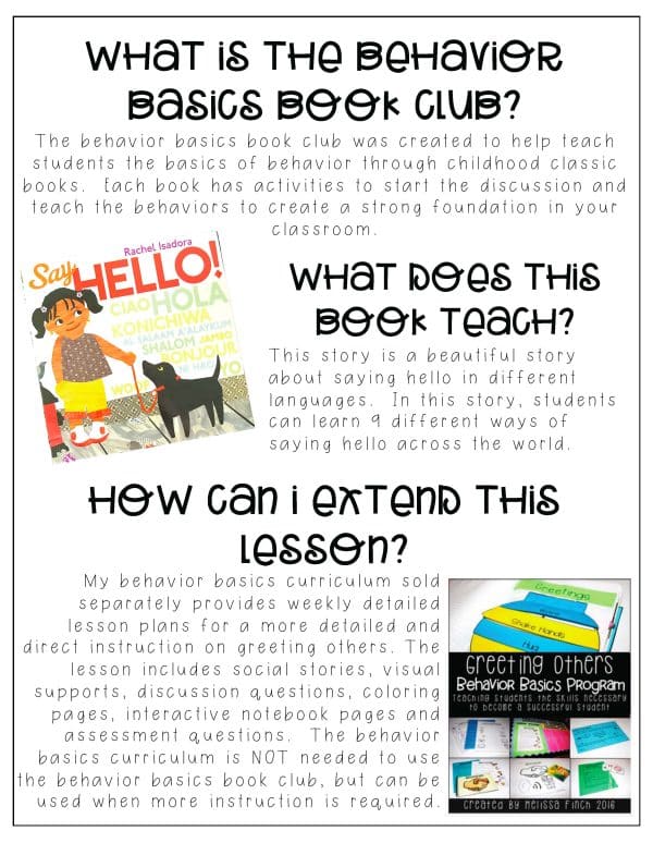 Say Hello- Behavior Basics Book Club - Image 3