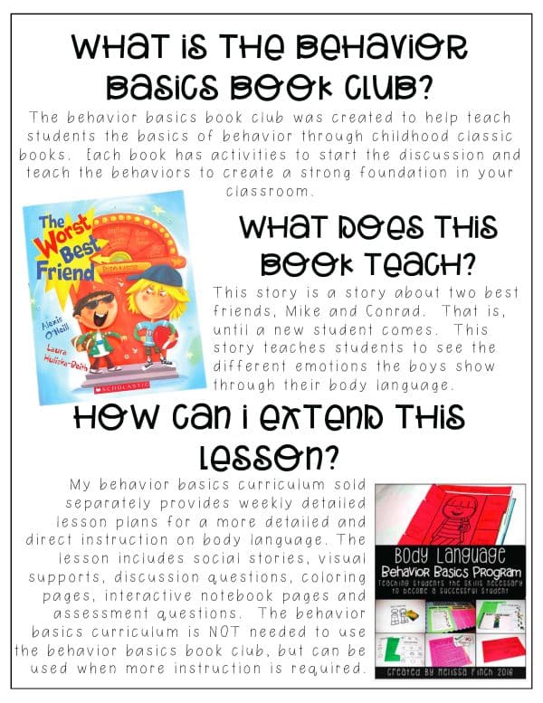 The Worst Best Friend- Behavior Basics Book Club - Image 4