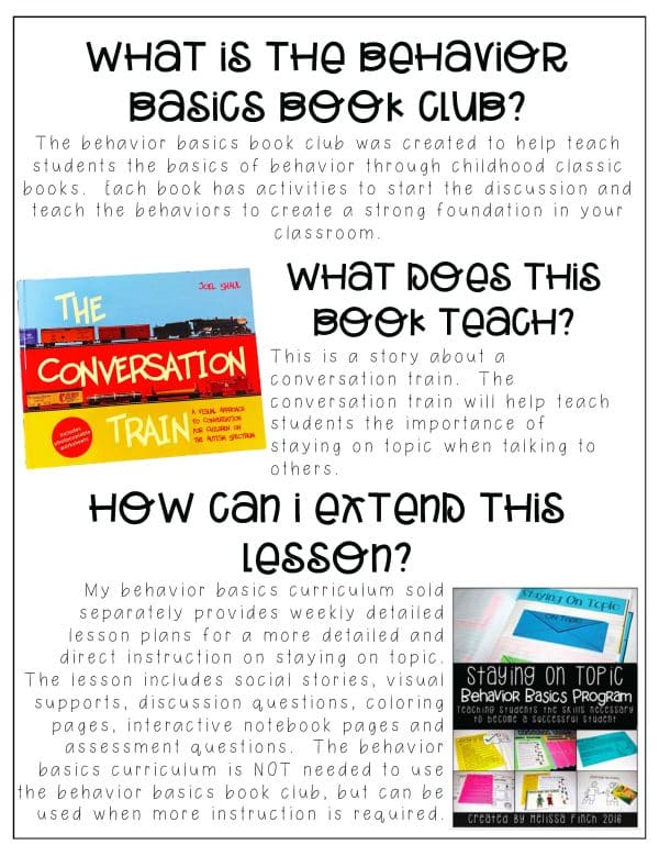 The Conversation Train- Behavior Basics Book Club - Image 4
