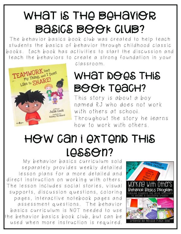 Teamwork Isn't My Thing - Behavior Basics Book Club - Image 2